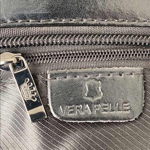 Daniela Moda Black Leather Hand / Shoulder Bag Small Y2K Preppy Classic Minimal - Picture 8 of 15